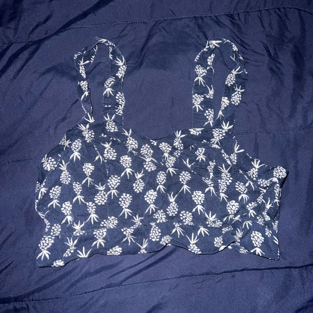 Floral Navy and White Women's Top